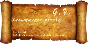 Gremsperger Vitold névjegykártya